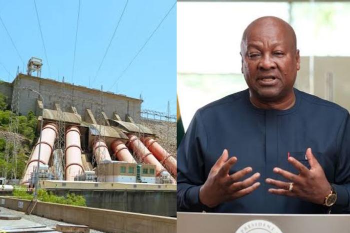 Akosombo Dam (left) and John Dramani Mahama (right)