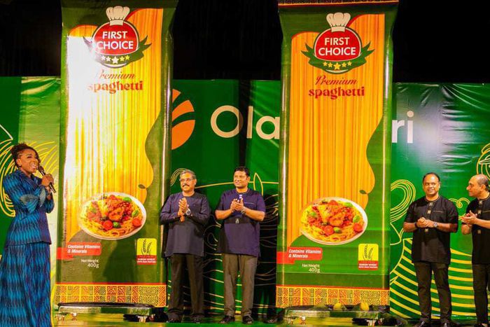 From left – Baibhav Biswas, Country Head, Raghav Mandhana, Regional Finance Controller, Mr Soumya Saxena, Business Head and Mr. Ashish Pande, Global Commercial Head unveiled Ghana’s premier home-produced pasta, as brand ambassador Naa Ashorkor looked on