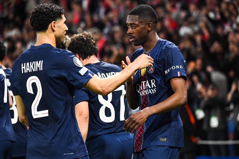 Paris Saint Germain vs FC Bayern Munich - Ligue des Champions - demi finale aller - 28 04 2026 Joie des joueurs du Paris SG aprÃ s le but de Ousmane Dembele (Paris SG) ParisFrance Copyright: xBaptistexAutissierx - IMAGO