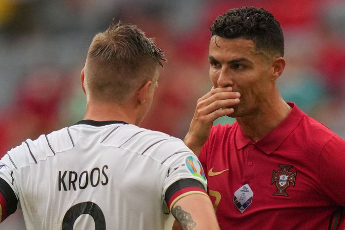 Cristiano Ronaldo spoke to Toni Kroos after Portugal's Euro 2020 defeat to Germany(Image: POOL/AFP via Getty Images)