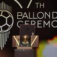 A general view of the Ballon D'Or trophy at the 67th Ballon D'Or Ceremony at Theatre Du Chatelet on October 30, 2023 in Paris, France. (Photo by Pascal Le Segretain/Getty Images)