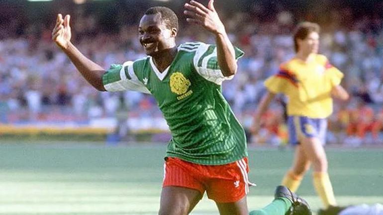 Cameroon’s Roger Milla, celebrating his goal against Colombia at the 1990 World Cup. Photo: Facebook