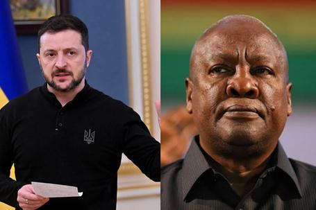 Ukrainian President Volodymyr Zelenskyy (left) and President John Dramani Mahama (right)
