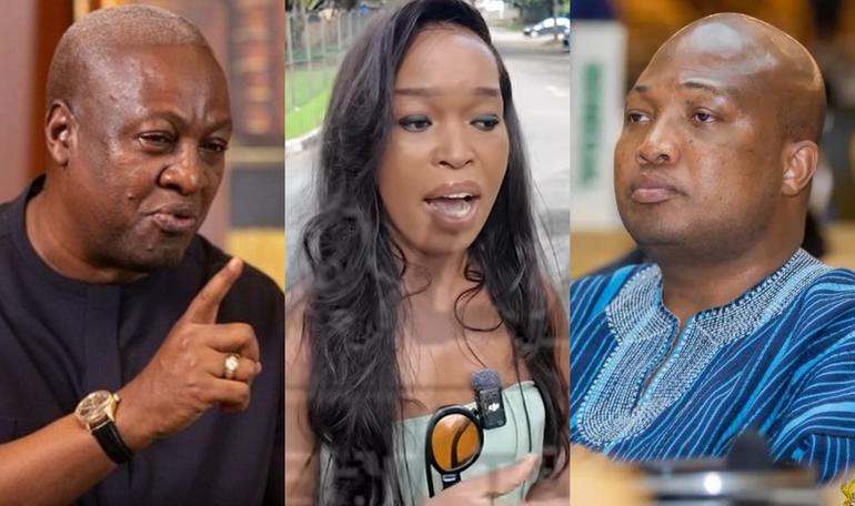 Ghana's President John Dramani Mahama, South African female activist Victoria Africa, popularly known as Queen Vee and Ghana’s Minister for Foreign Affairs, Samuel Okudzeto Ablakwa