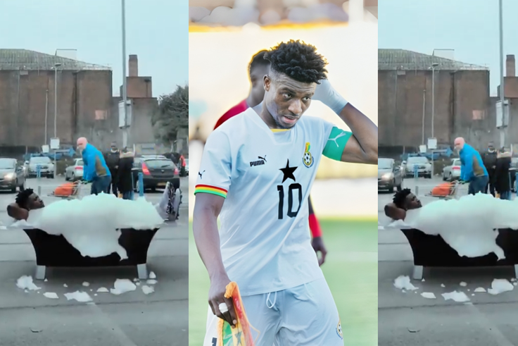 Mohammed Kudus takes a bath on London streets after missing Ghana-Nigeria clash (Video)