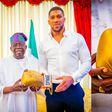 PHOTOS: Anthony Joshua meets Tinubu - presents autographed glove with special dedication