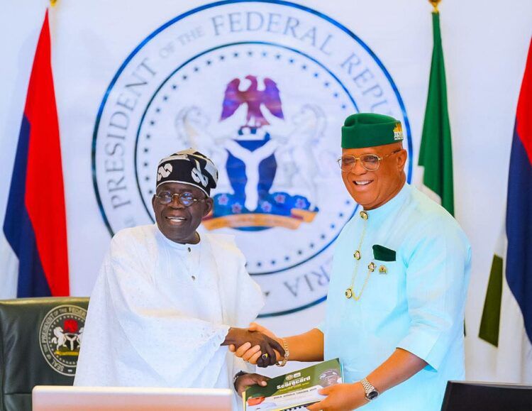President Bola Tinubu and Umo Eno