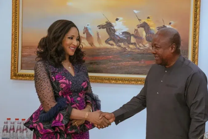 R-L: President John Mahama of Ghana and Nigeria’s Minister of State for Foreign Affairs, Amb. Bianca Odumegwu-Ojukwu . (NAN)