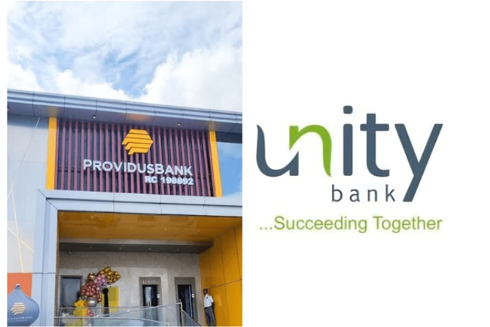 Unity Bank Plc and Providus Bank Limited corporate logos side by side for the Providus-Unity Bank merger.