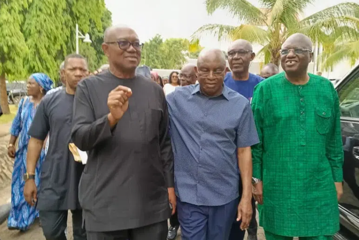 Peter Obi attends the burial of the Judge who nullified his impeachment as governor.