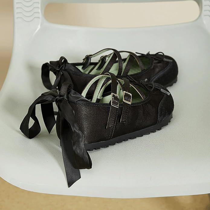 Ballet Sneakers with Buckle Straps and Silk Ribbon Laces