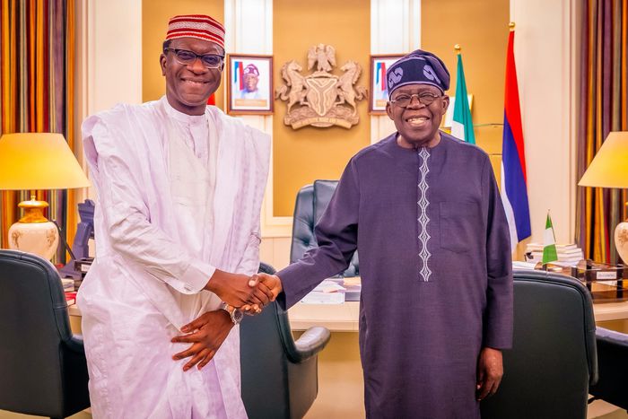 President Bola Tinubu and Abdulmumin Jibrin, a member of the House of Representatives from Kano State. [Presidency]