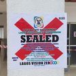 Official Lagos State Safety Commission "Sealed" notice posted on a building in Lekki following elevator safety violations.