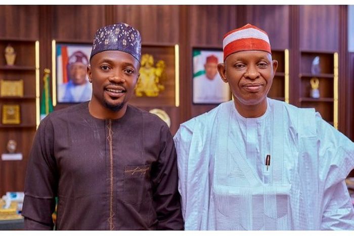Governor Abba Yusuf of Kano with former Super Eagles captain, Ahmed Musa.