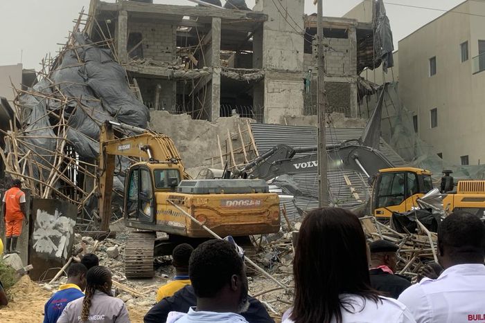 PHOTOS: 3-storey building under construction collapses in Lekki, 2 killed, 6 injured