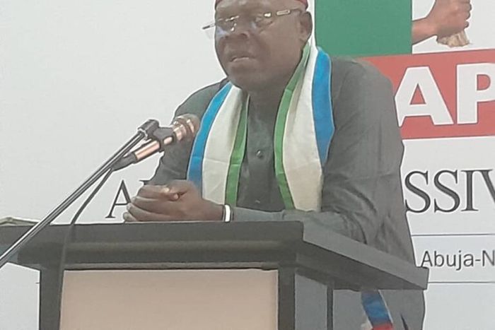 Ossai Ossai briefing newsmen at the All Progressives Congress (APC)