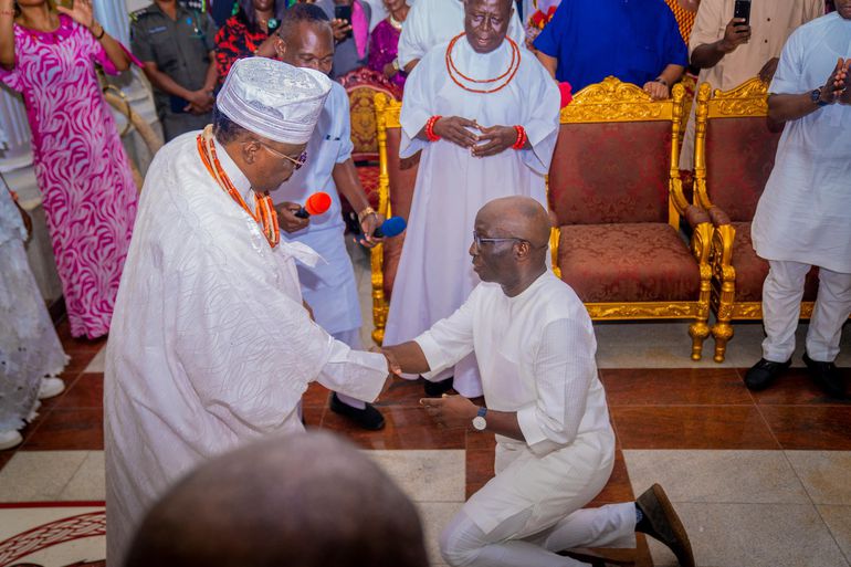 Okpebholo receives rare royal blessing from Oba of Benin after tribunal victory