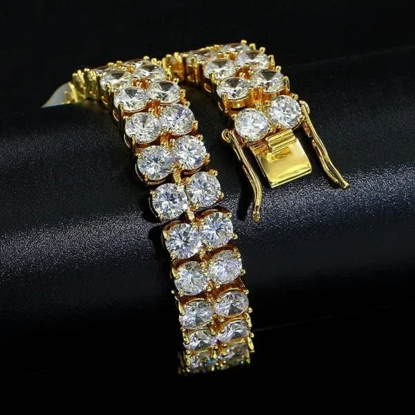 10mm Gold Dual Row Open Box Tennis Bracelet
