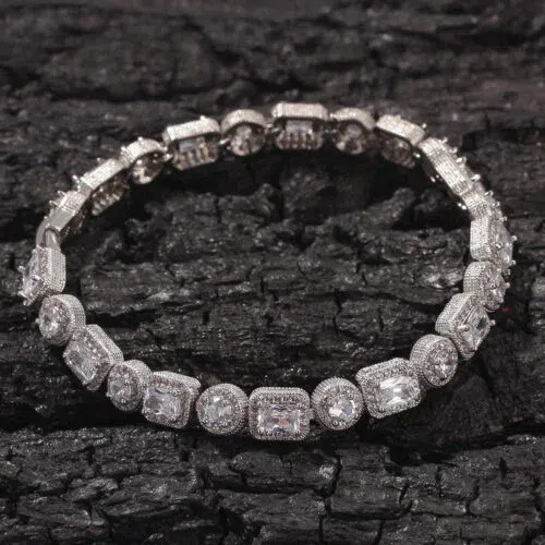 Iced Out Square-Circle Mix Stone Bracelet
