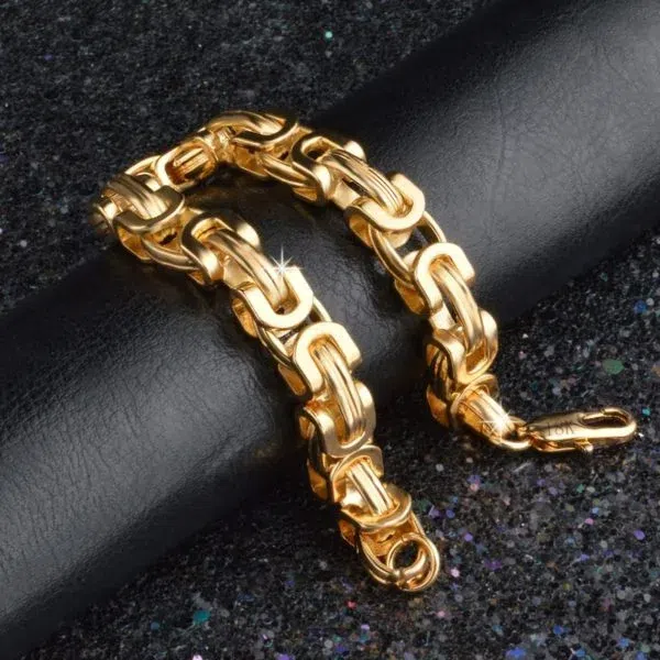 Gold 9mm Classic Byzantine Link Bracelet