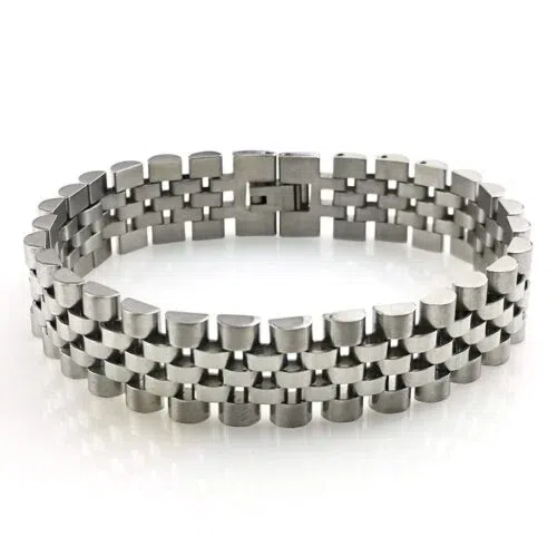 Classic Silver Titanium Steel Rollie Bracelet