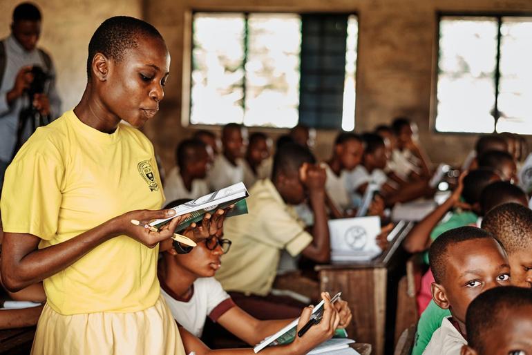 Secondary school students in a classroom