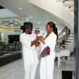 Peter Okoye and wife Ifeoma dedicate baby girl at church