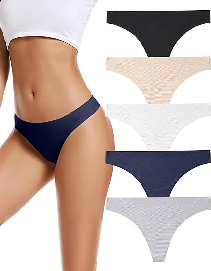 Voenxe Seamless Women’s Thongs, No Show Ladies Thong
