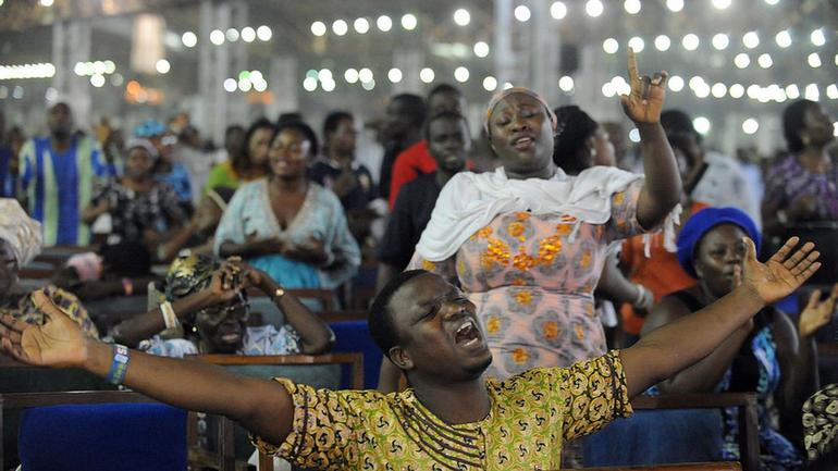 Night vigil in a Nigerian church.
