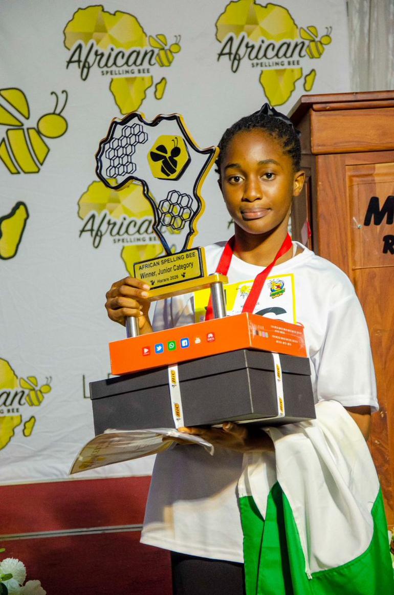 14-year-old Damilola Adeolu,  2026 African Spelling Bee Championship (Junior Category)