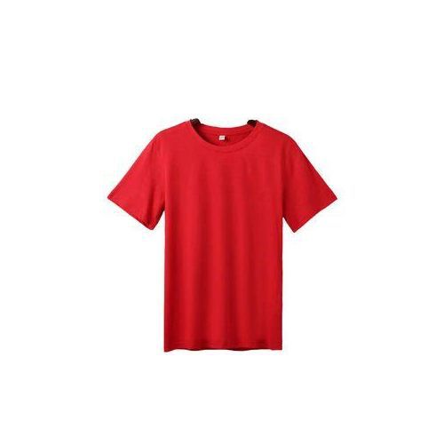 Men’s Round Neck Cotton Plain Shirt (Red)