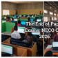 Nigerian students taking a computer-based exam at an accredited NECO CBT center.
