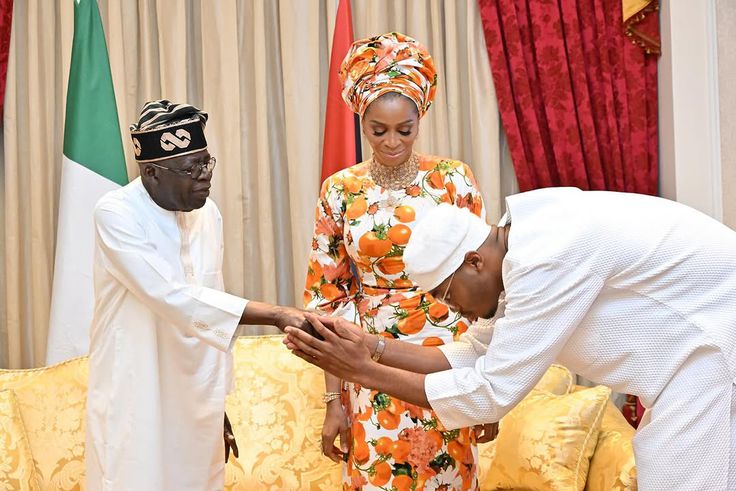 PHOTOS: Billionaire businessman, Razaq Okoya, wife, son visit Tinubu in Lagos