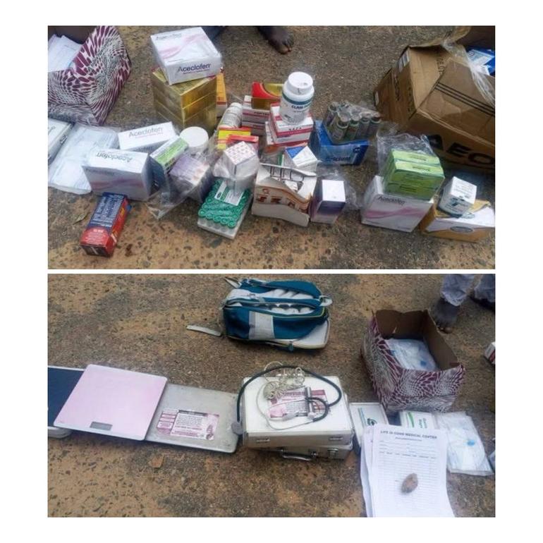 Several items, like four Quantum Magnetic Resonance Body Analysers, one stethoscope, specimen bottles and a large carton containing assorted medicines were recovered by the police.