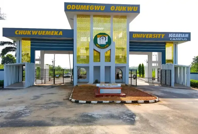 Main entrance gate of Chukwuemeka Odumegwu Ojukwu University COOU Igbariam campus.