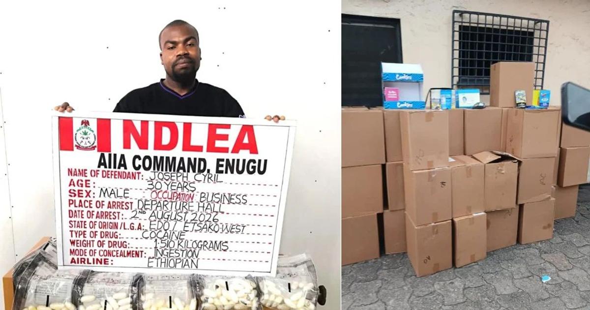 Italy-based businessman swallows 98 cocaine wraps at Enugu airport