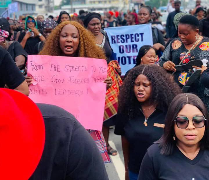 PHOTOS: Protest rocks Rivers as women ask Tinubu to ‘Bring Back Our Fubara’