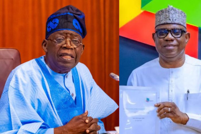 President Bola Tinubu (L) and new NNPCL GCEO, Bashir Bayo Ojulari.