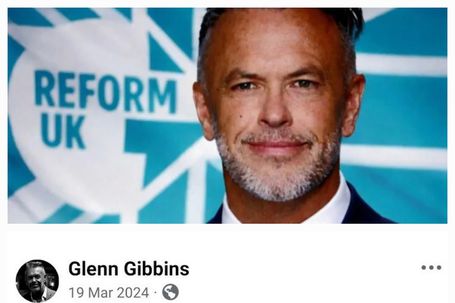 Screenshot of a racist Facebook post by Reform UK politician Glenn Gibbins suggesting Nigerians should be melted down to fill potholes.
