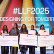 Femi Olayebi, Convener LLF 2025 with Wema Bank, representatives Ayodele Olojede and Tunde Mabawonku, presenting cheques of ₦1,000,000 each to three standout leatherpreneurs at LLF 2025.