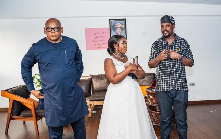 Nene Aliemeke (middle), Keppy Ekpeyong (left) on Where's My Groom?|IG: Micah_pixel
