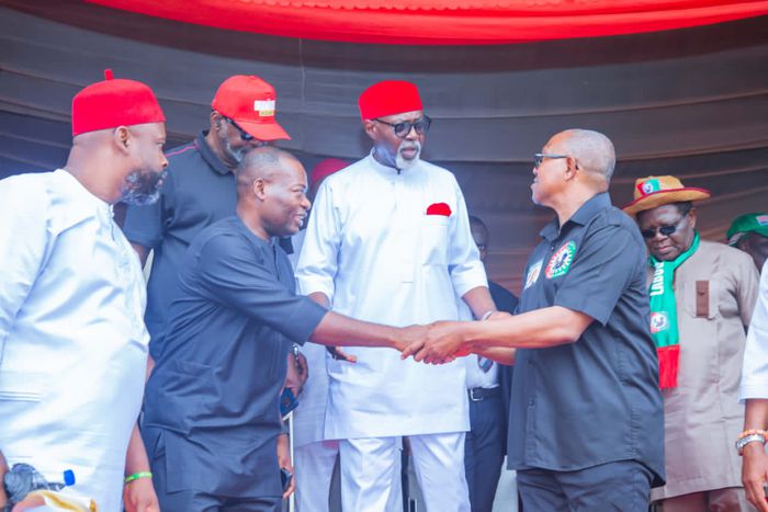 Peter Obi and Dr. George Moghalu, the Labour Party's governorship candidate in Anambra State.