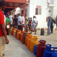 Cooking gas cylinders at a Lagos depot during supply shortage