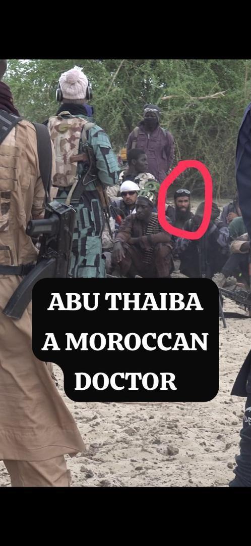 Abu Thaiba a Moroccan doctor circled in red with ISWAP terrorists in northeast Nigeria.