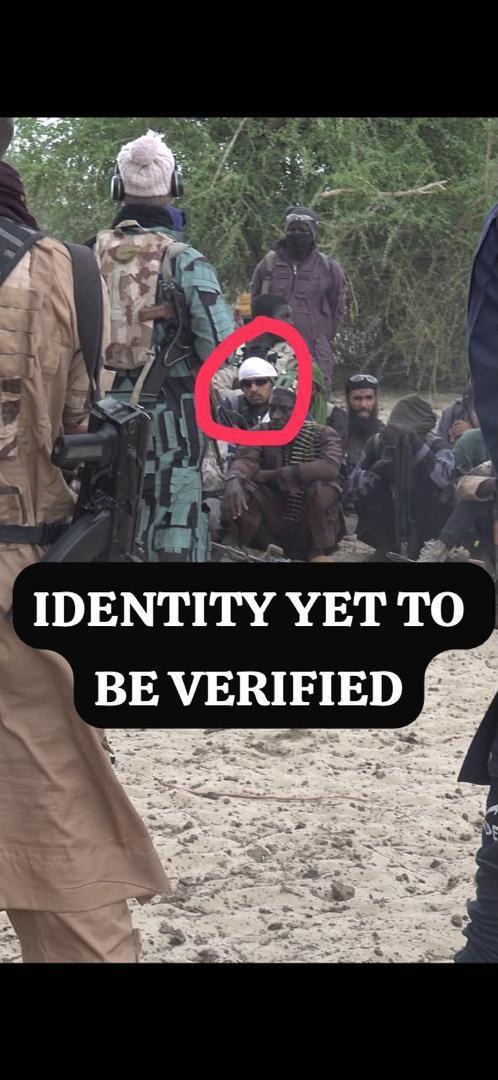 Unidentified foreign facilitator circled in red among ISWAP fighters in Borno State.