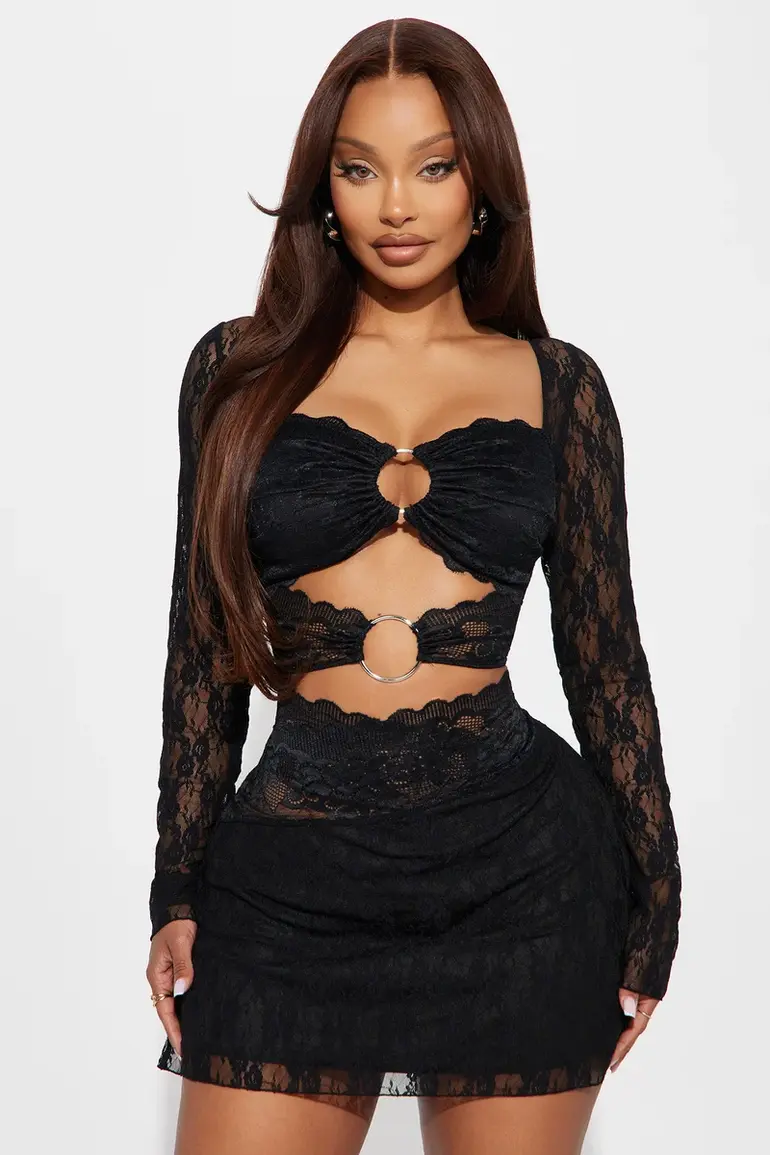 Lela Cut Out Lace Mini Dress by Fashion Nova