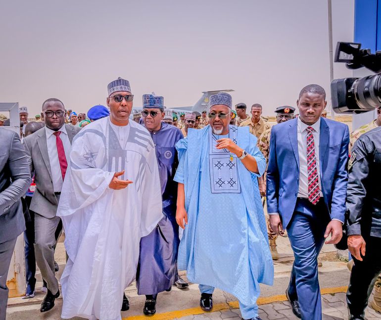 Mohammed Badaru, Nigeria's Minister of Defence and Governor Babagana Zulum of Borno State [X:@MODInfoNg