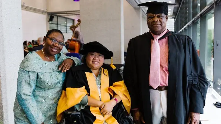 Chris Osagbaekhoe graduated with First Class honours in Social Work from Goldsmiths, University of London, at 68.