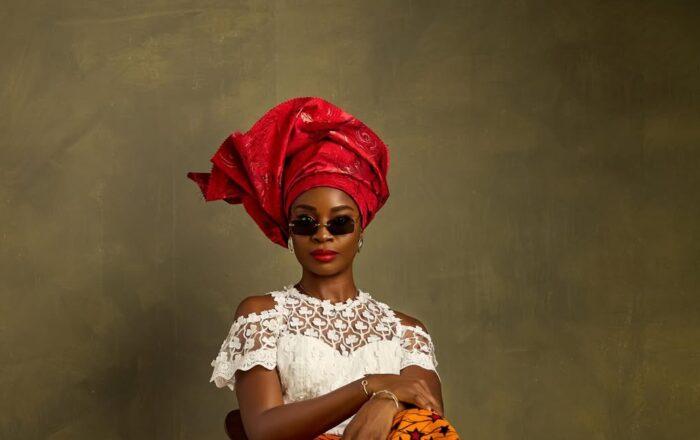 Uzoamaka Power wearing an Ichafu head tie.