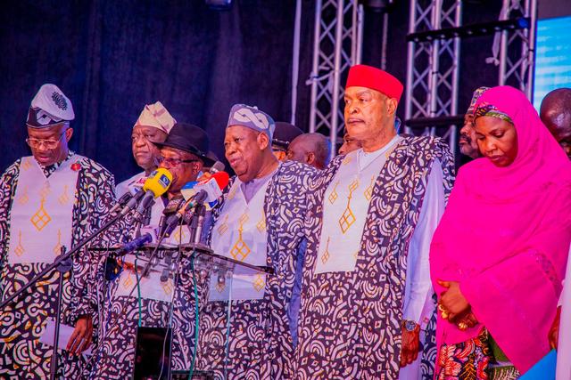 APC National Chairman, Abdullahi Ganduje during the inauguration of Tony Okocha and other Rivers State executive members.